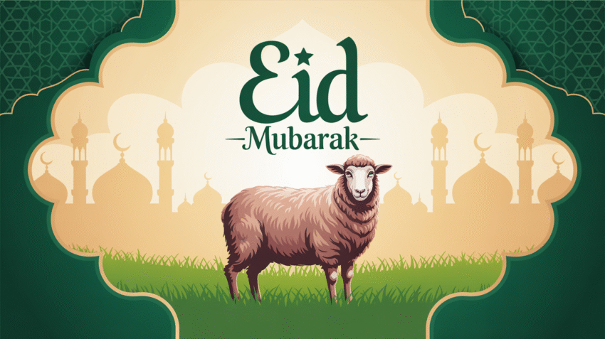Contoh spanduk Idul Adha dengan desain modern dan elemen islami