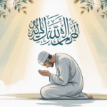 Ilustrasi konsep tawadhu dalam Islam dengan simbol kerendahan hati