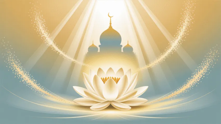 Ilustrasi tingkatan ikhlas dalam Islam dengan visual yang menenangkan