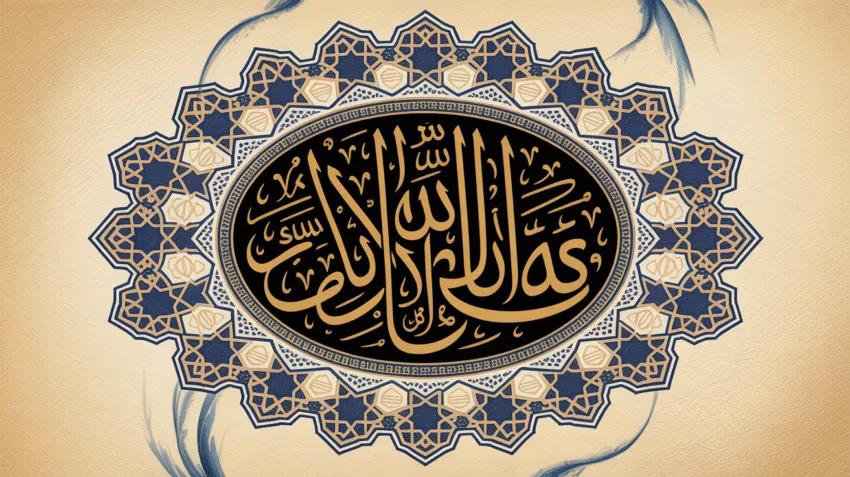 Beautiful calligraphy of Surah Ikhlas with Islamic geometric patterns
