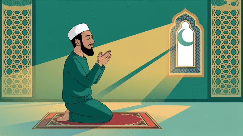 Ilustrasi doa untuk kesembuhan penyakit dengan tangan terangkat ke langit