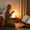 Ilustrasi doa sebelum tidur dengan suasana kamar yang tenang