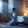 Ilustrasi doa bangun tidur tengah malam dengan suasana kamar yang tenang