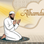 Ilustrasi doa keberkahan dengan tangan terangkat ke langit dan cahaya spiritual