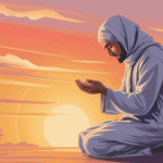 Ilustrasi doa minta rezeki yang berkah dengan tangan terbuka menghadap langit
