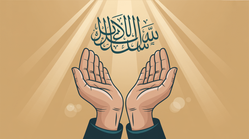 Ilustrasi doa penyembuh dengan tangan terbuka memohon kesembuhan