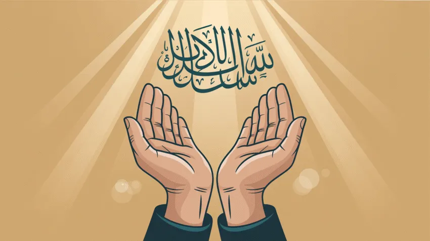 Ilustrasi doa penyembuh dengan tangan terbuka memohon kesembuhan