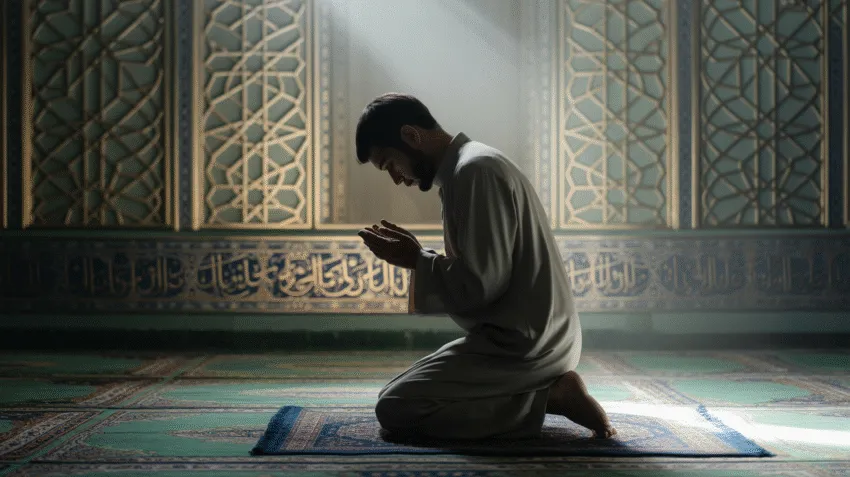 Ilustrasi orang sedang berdzikir setelah sholat fardhu