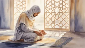 Ilustrasi muslim sedang berdzikir setelah sholat wajib