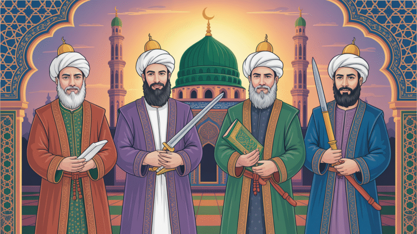 Ilustrasi sejarah Khulafaur Rasyidin - 4 khalifah penerus Nabi Muhammad SAW