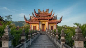 Klenteng tradisional dengan arsitektur Tionghoa khas sebagai tempat ibadah agama