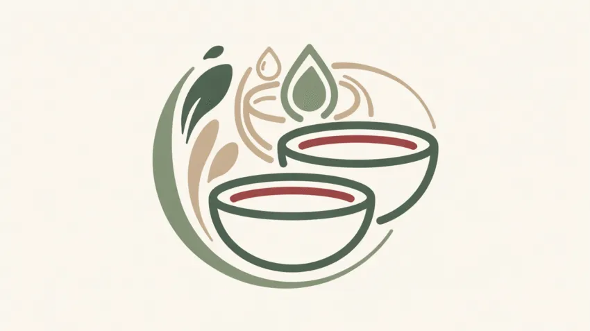 Logo bekam modern dengan elemen cangkir bekam dan simbol kesehatan tradisional