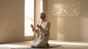 Ilustrasi seseorang sedang membaca niat shalat sunnah wudhu dengan khusyuk