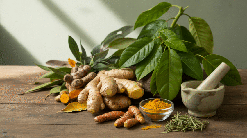 Koleksi obat herbal untuk COVID seperti jahe, kunyit, dan rempah lainnya