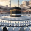 Ilustrasi prosesi ibadah haji tamattu di Masjidil Haram