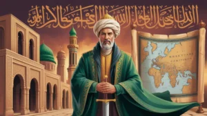 Ilustrasi sejarah proses berdirinya Dinasti Umayyah dengan peta kekhalifahan Islam