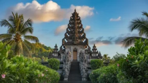 Pura sebagai tempat ibadah umat Hindu dengan arsitektur tradisional dan suasana spiritual