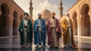 Ilustrasi sejarah Khulafaur Rasyidin - empat khalifah penerus Nabi Muhammad