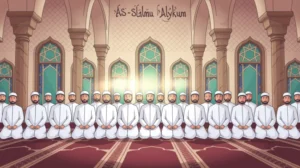 Ilustrasi muslim sedang melaksanakan shalat sunnah berjamaah di masjid