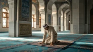 Ilustrasi seseorang sedang melaksanakan shalat sunnah sebelum ashar di masjid