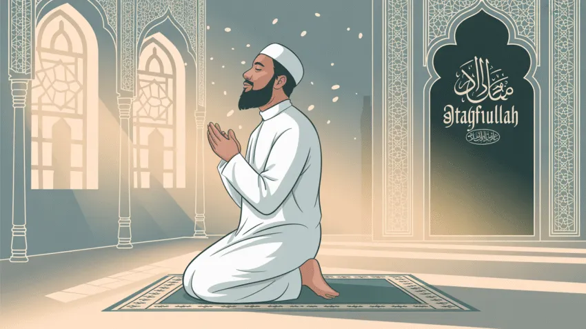 Ilustrasi seseorang sedang melaksanakan shalat sunnah taubat dengan khusyuk
