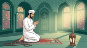 Ilustrasi seseorang sedang melaksanakan shalat sunnah rawatib