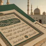 Ilustrasi talak fasakh adalah perceraian dalam Islam dengan latar belakang mushaf Al-Quran