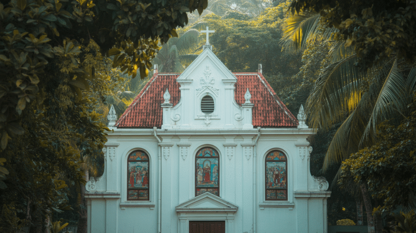 Gereja Katolik dengan arsitektur kolonial di Indonesia