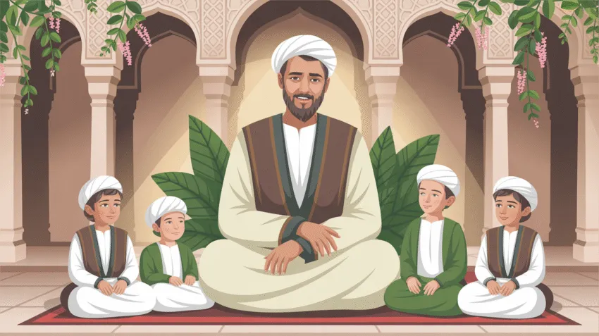 Ilustrasi keluarga Umar bin Khattab dengan anak-anaknya