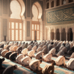 Ilustrasi doa hari Jumat pagi dengan suasana masjid dan cahaya matahari pagi